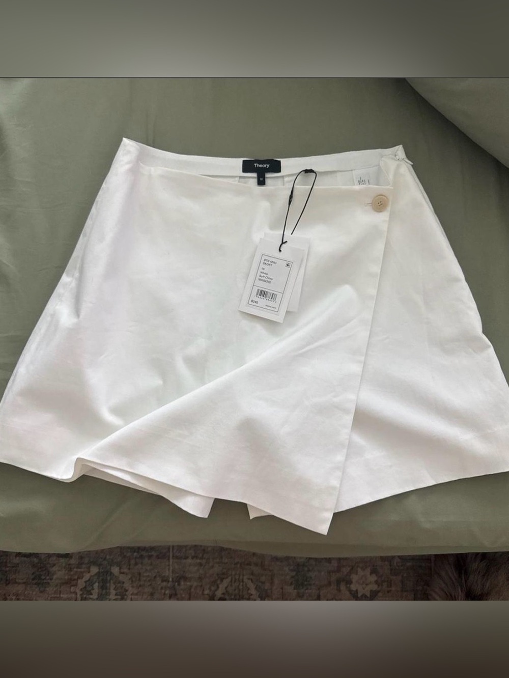 Theory White Wrap Skort with Button Detail
